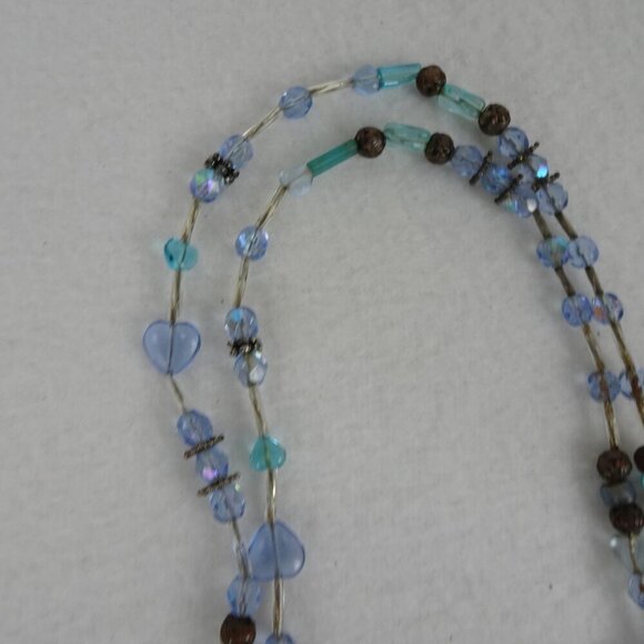 Handcrafted Beaded Lanyard Blue Glass Beads Colors of the Sea and Sky - Picture 4 of 8